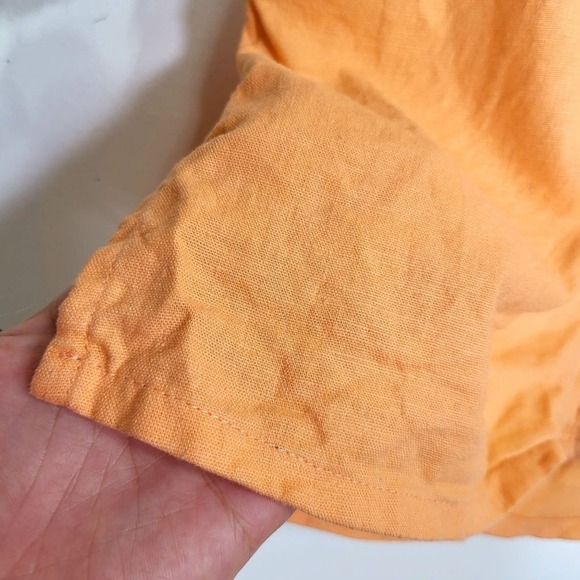 Linen Button Up Top Womens XS Orange Summer Blouse Light Vented Coastal DENIM CO - Picture 6 of 6